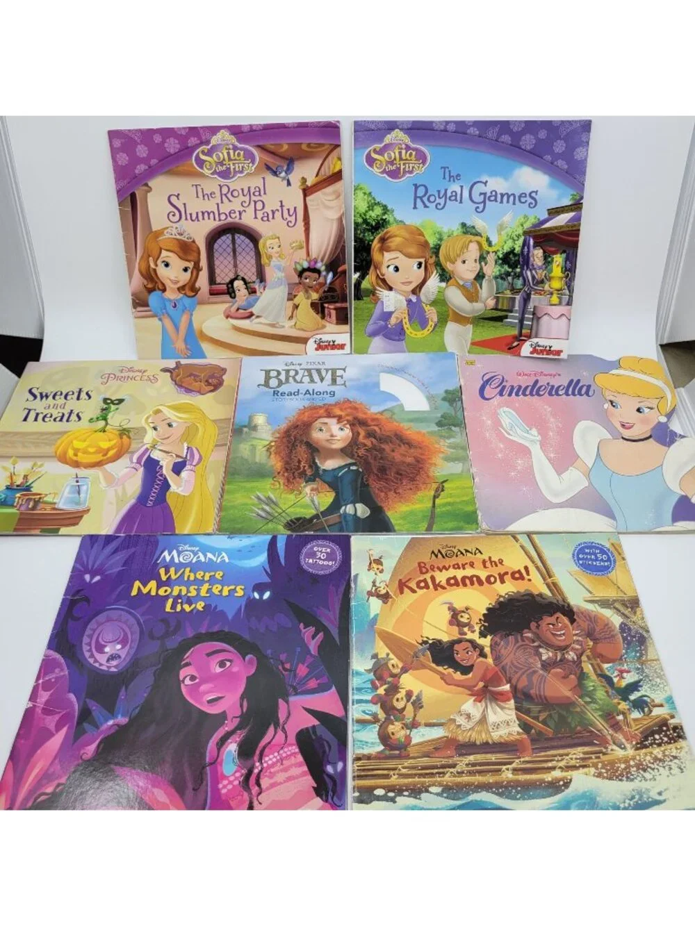 DISNEY PRINCESS Lot of 7 Children's Story Books Sophia the First, Moana - BB216